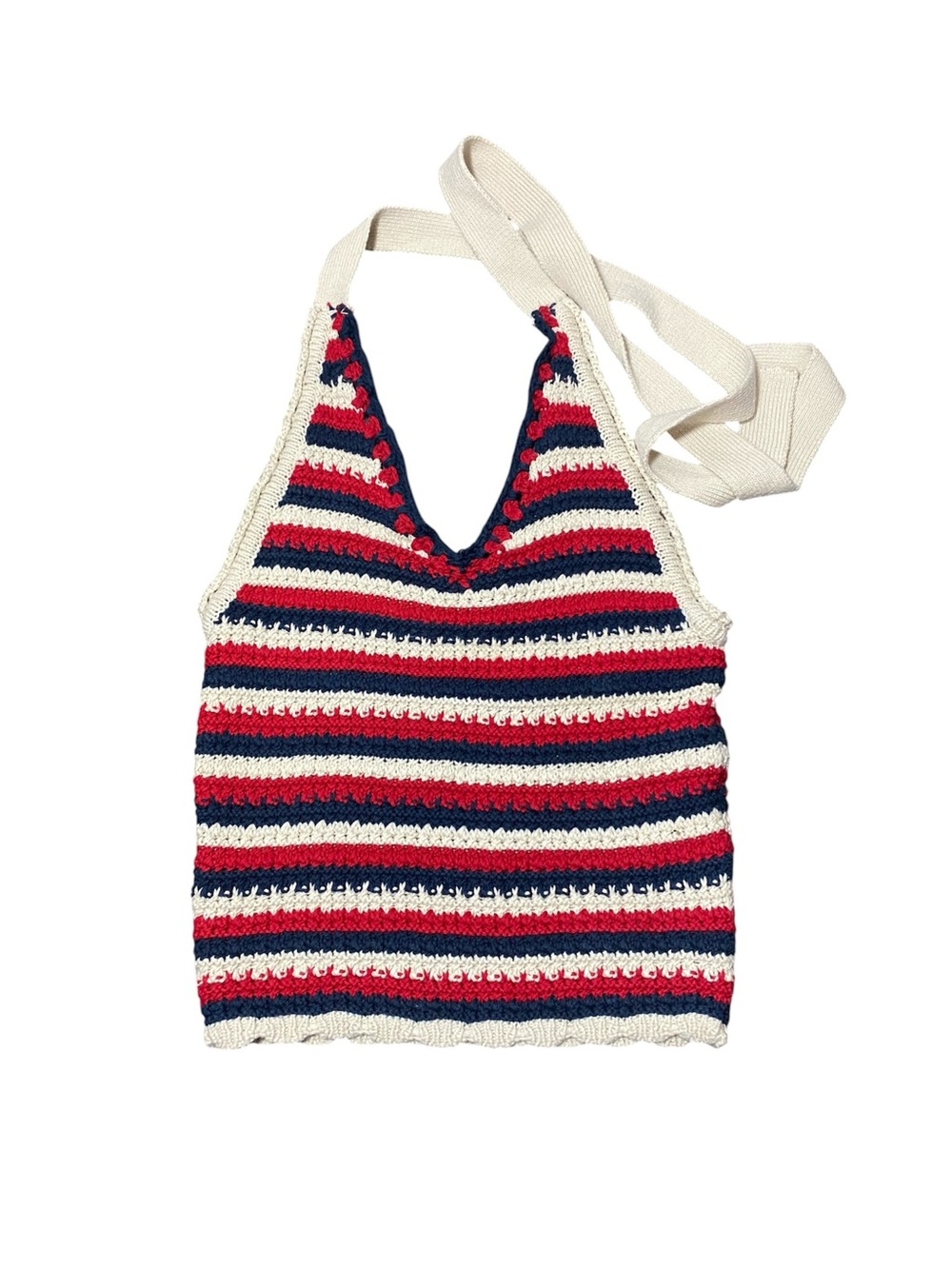 Moon & Madison Striped Crochet Halter Crop Top Sz-XS - Picture 1 of 3
